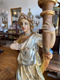 Coppia di torce italiane in legno dorato e policromo - 1750 circa