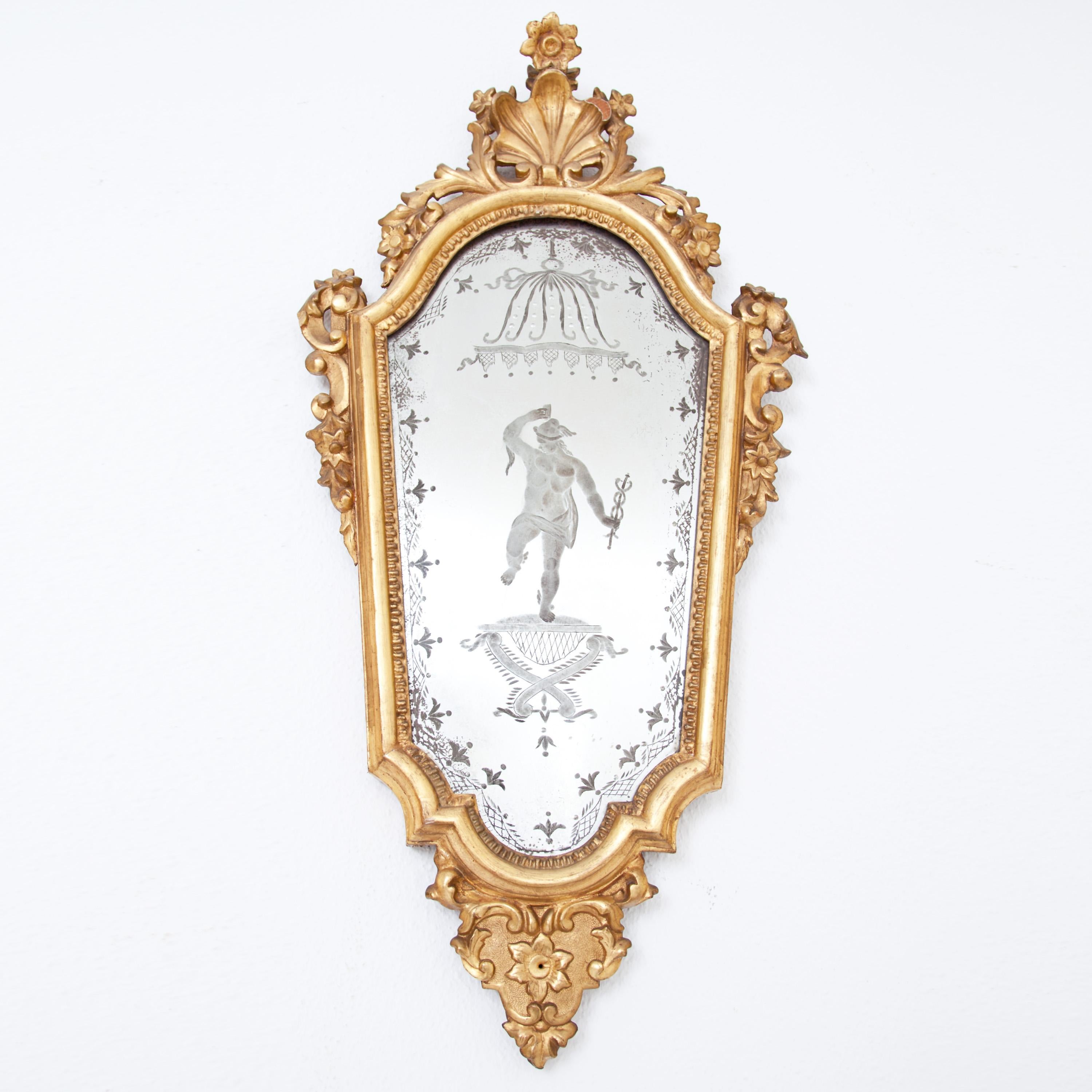 18th Century and Earlier Pair of Italian Giltwood Baroque Mirrors, 18th Century