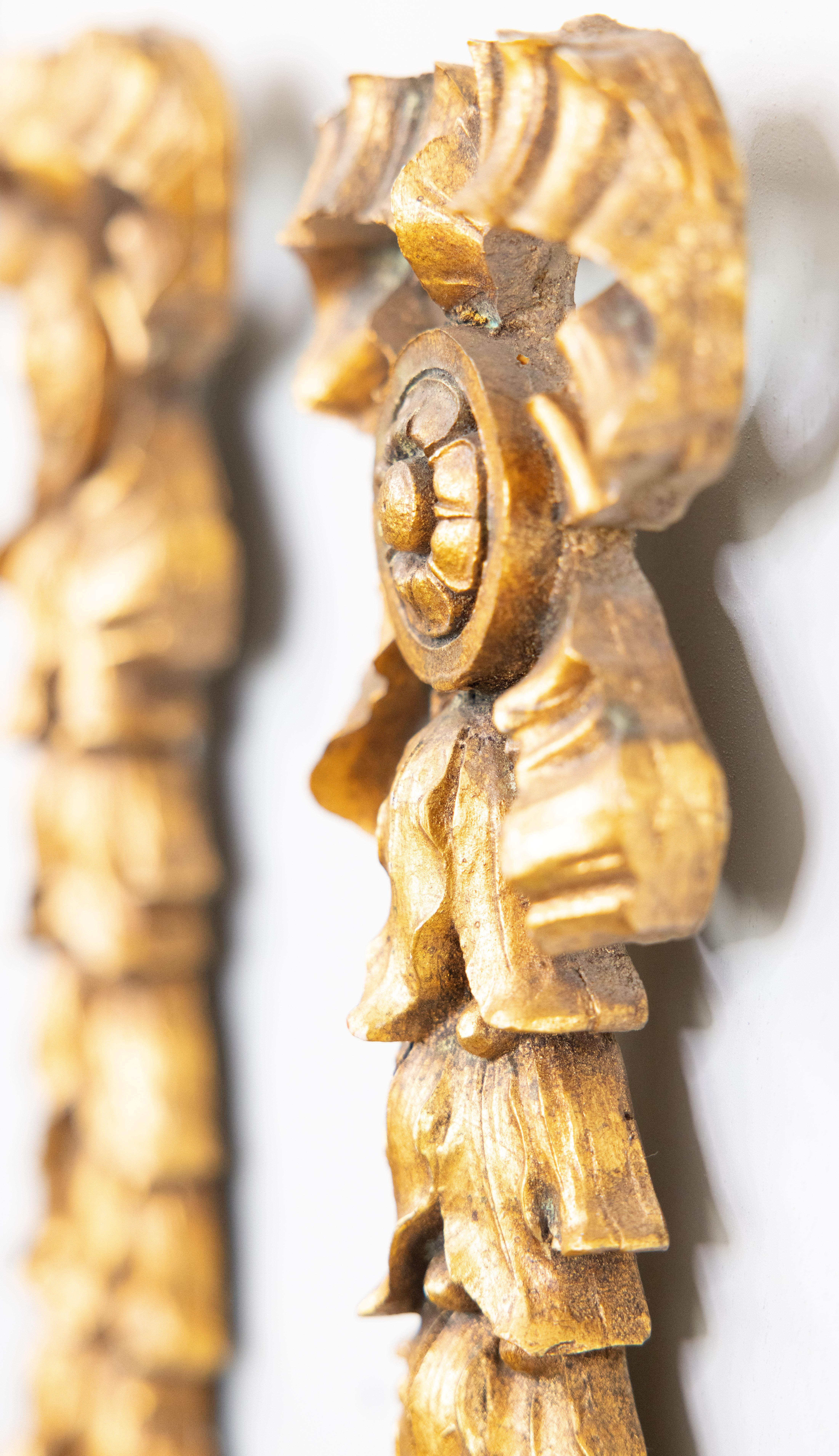 Paar italienische Giltwood-Schleifen und Girlanden als Wandschmuck, um 1950 (Vergoldetes Holz)