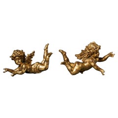 Pair of Italian Giltwood Cherub Carvings