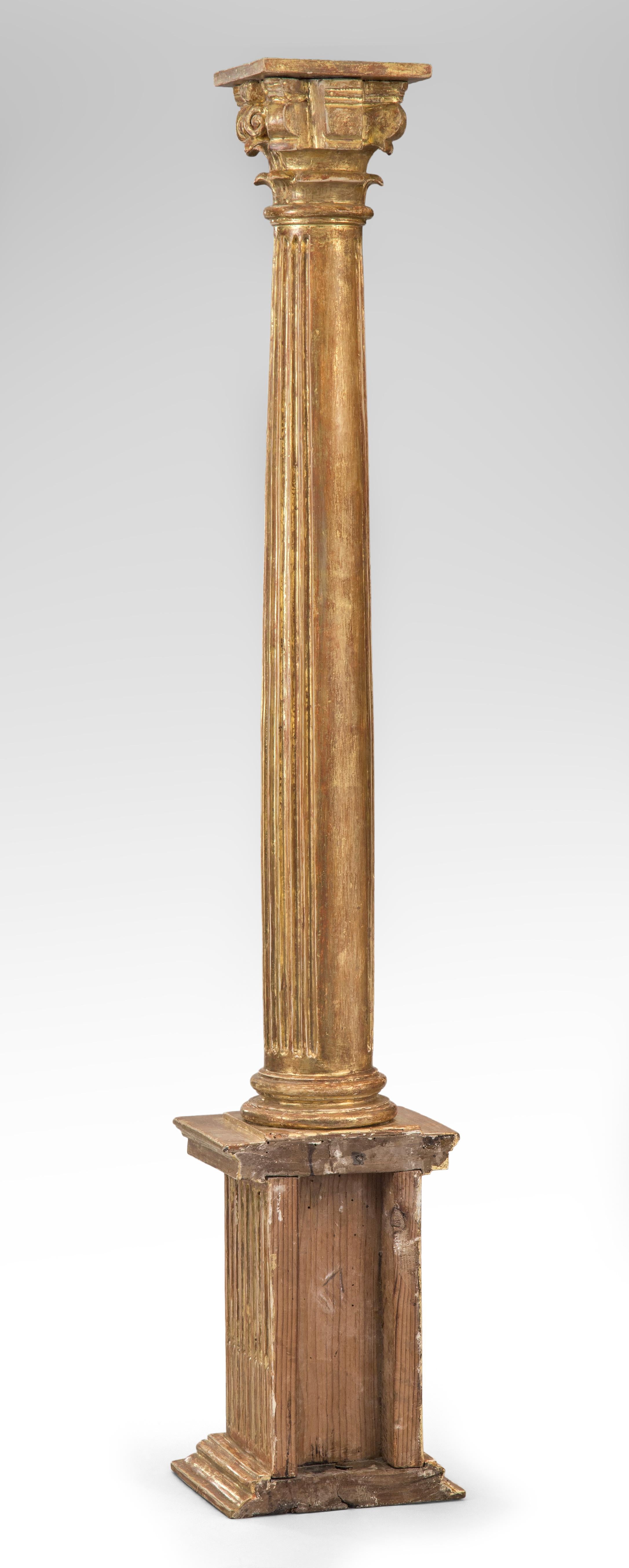 19th Century Pair of Italian Giltwood Classical Columns