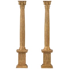 Pair of Italian Giltwood Classical Columns