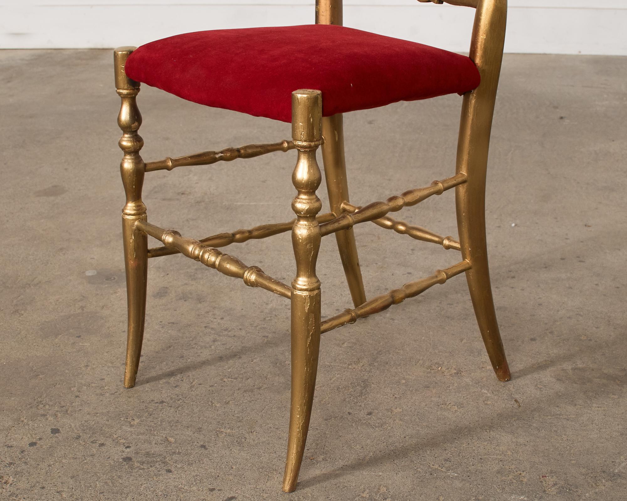 Pair of Italian Giltwood High Back Chiavari Chairs For Sale 4