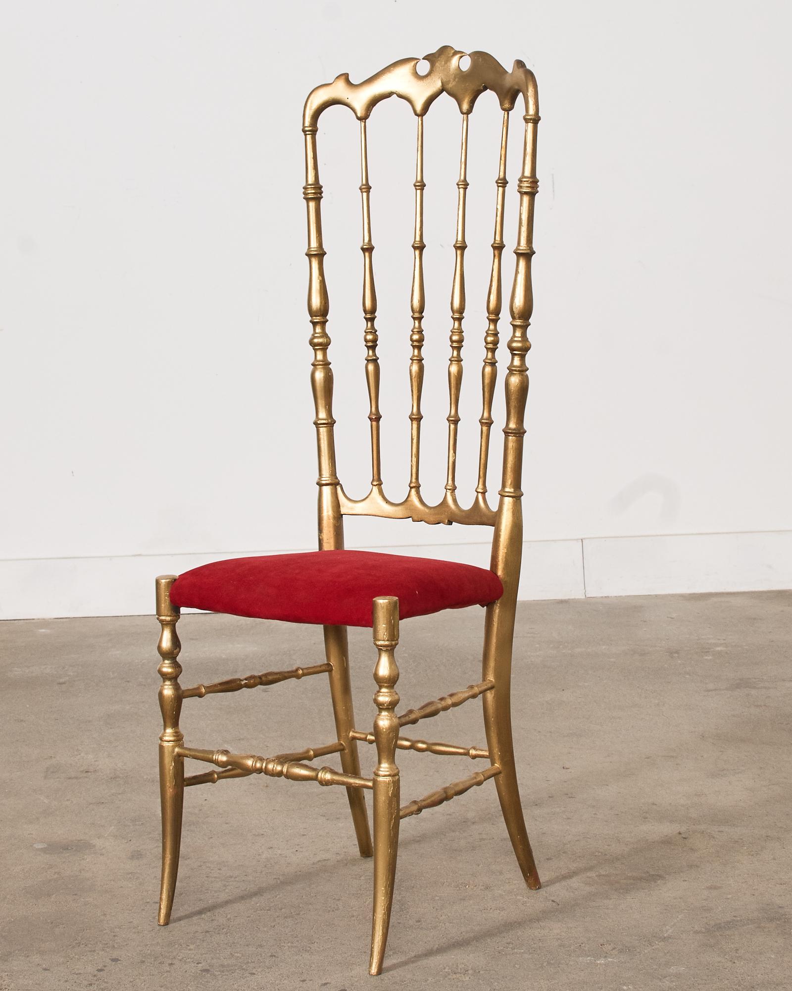 Pair of Italian Giltwood High Back Chiavari Chairs For Sale 1