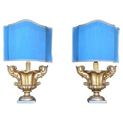 Antique Pair of Italian Giltwood Lamps