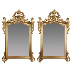 Pair of Italian Giltwood Mirrors 19th Century Neapolitan Louis Philippe Carving