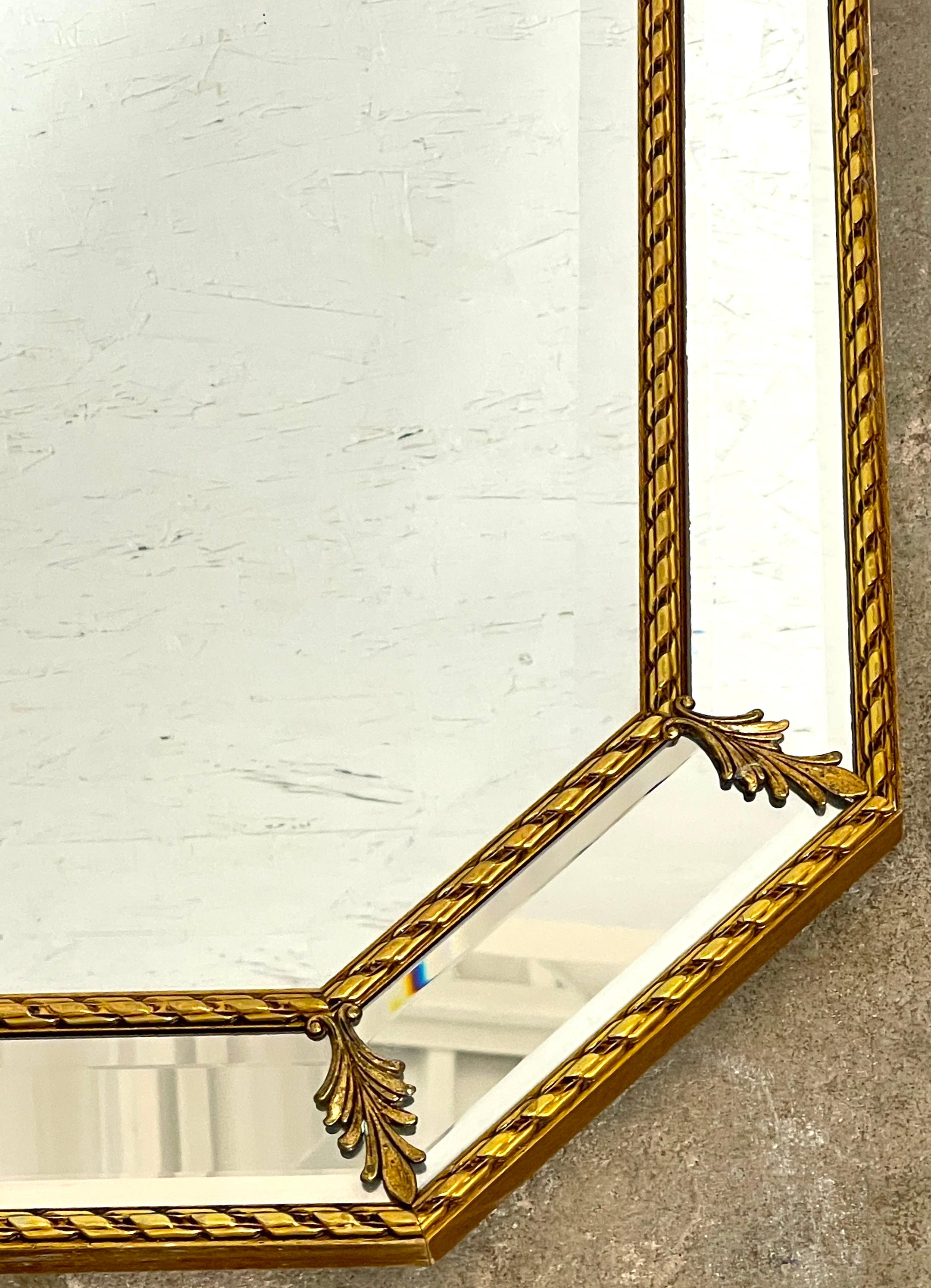 Pair of Italian Giltwood Neoclassical Beveled Mirrors  For Sale 1