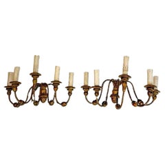 Pair of Italian Giltwood Sconces, 5 Light, 18th Century