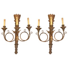 Pair of Italian Giltwood Sconces