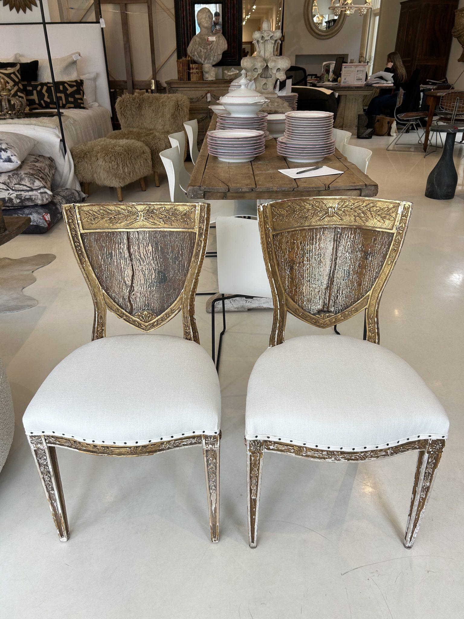 Pair of Italian Giltwood Side Chairs   For Sale 4