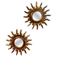 Pair of Italian Giltwood Sunburst MIrrors