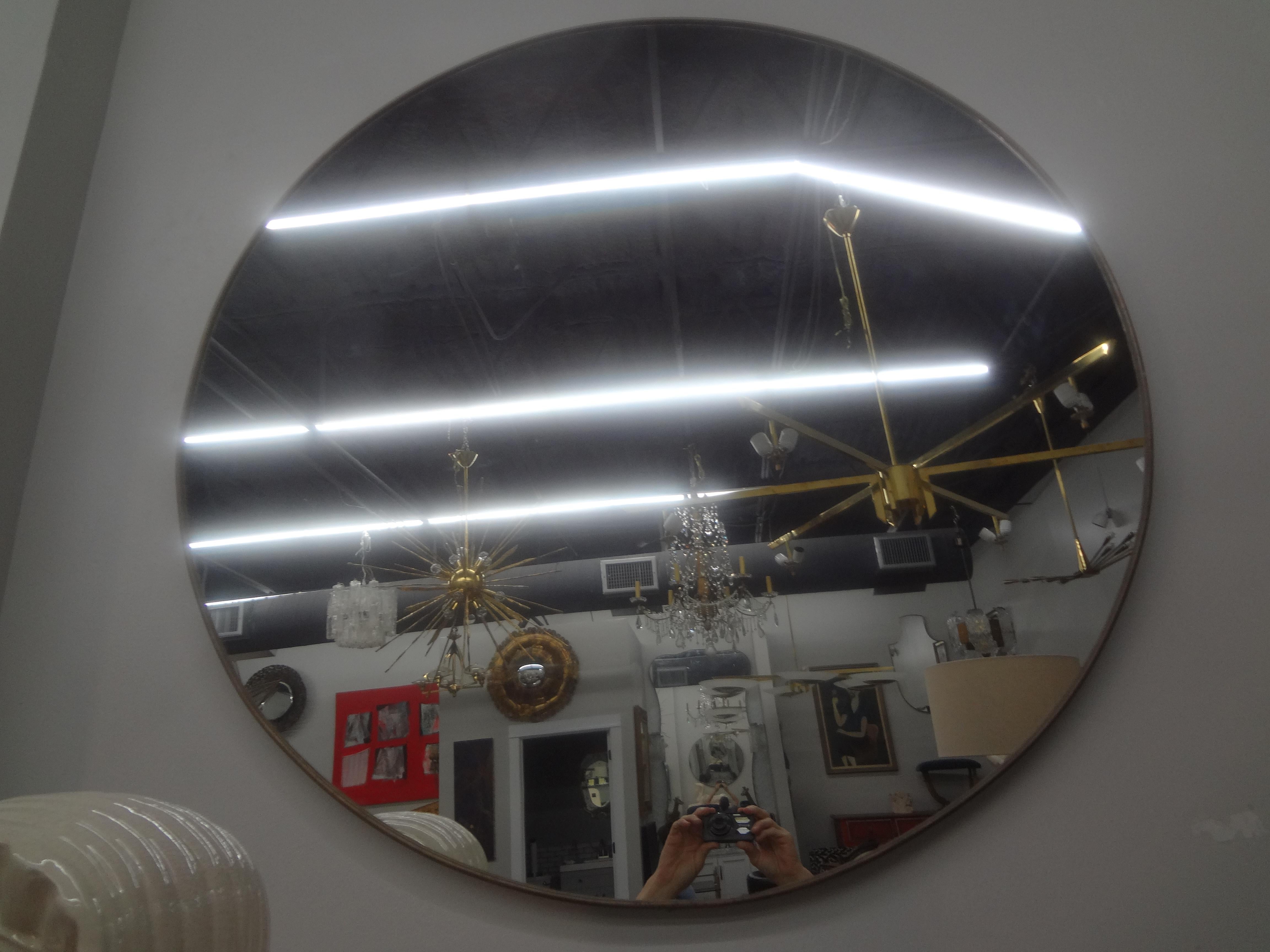 Pair of Italian Gio Ponti Inspired Brass Mirrors For Sale 1