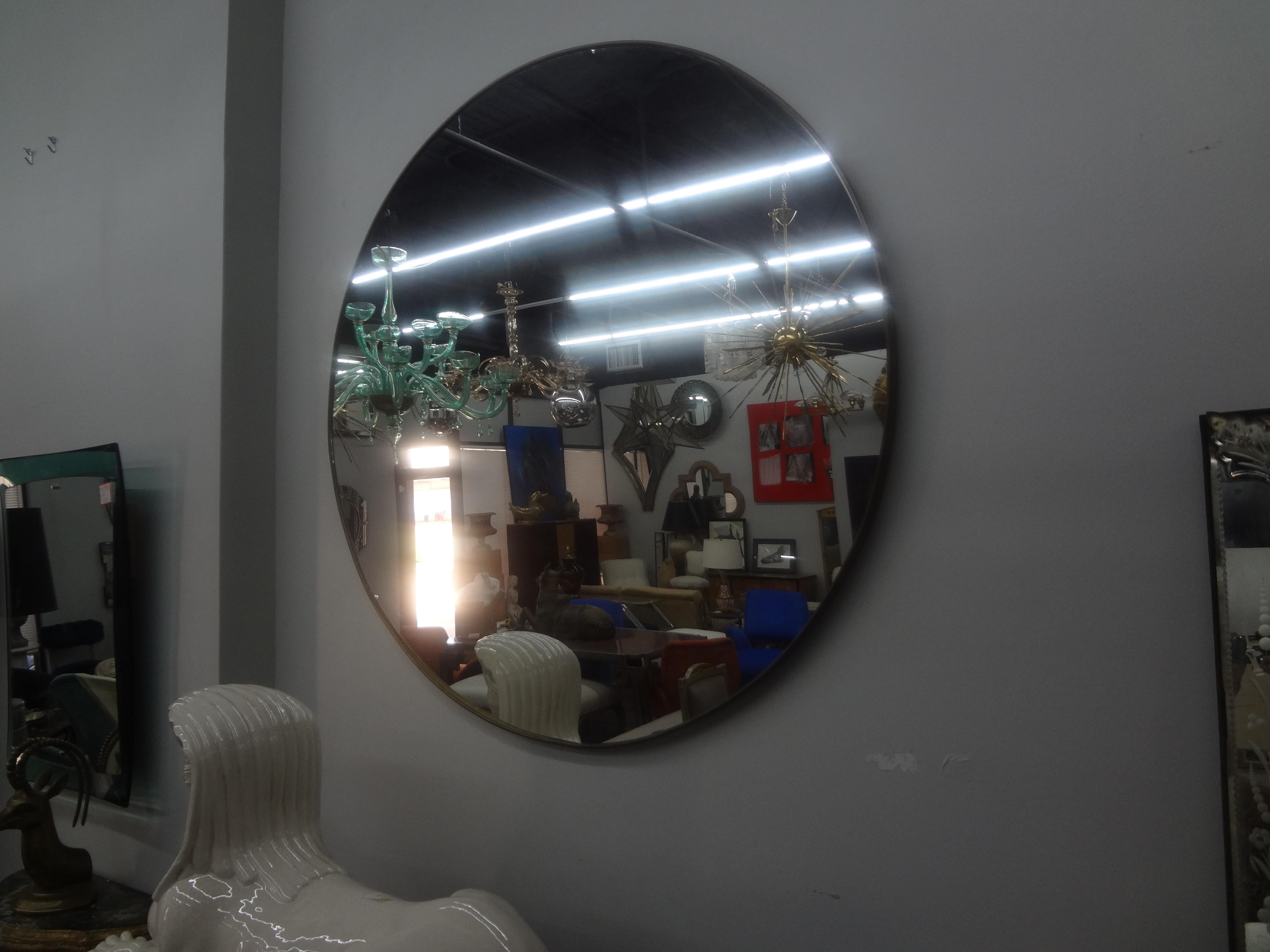 Pair of Italian Gio Ponti Inspired Brass Mirrors For Sale 3
