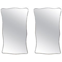 Pair of Italian Gio Ponti Inspired Brass Mirrors