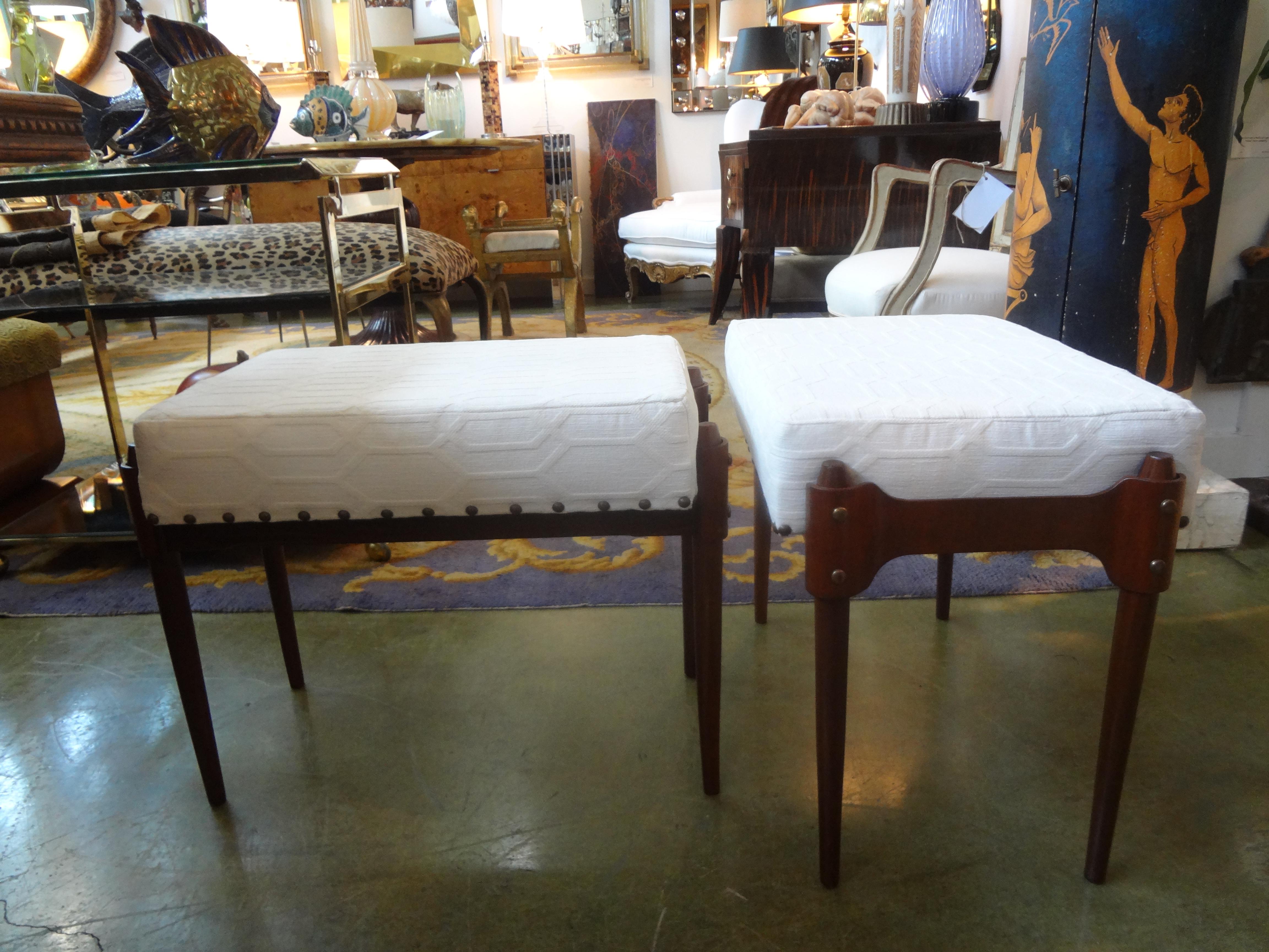 Pair of Italian Gio Ponti Inspired Midcentury Benches or Ottomans 9