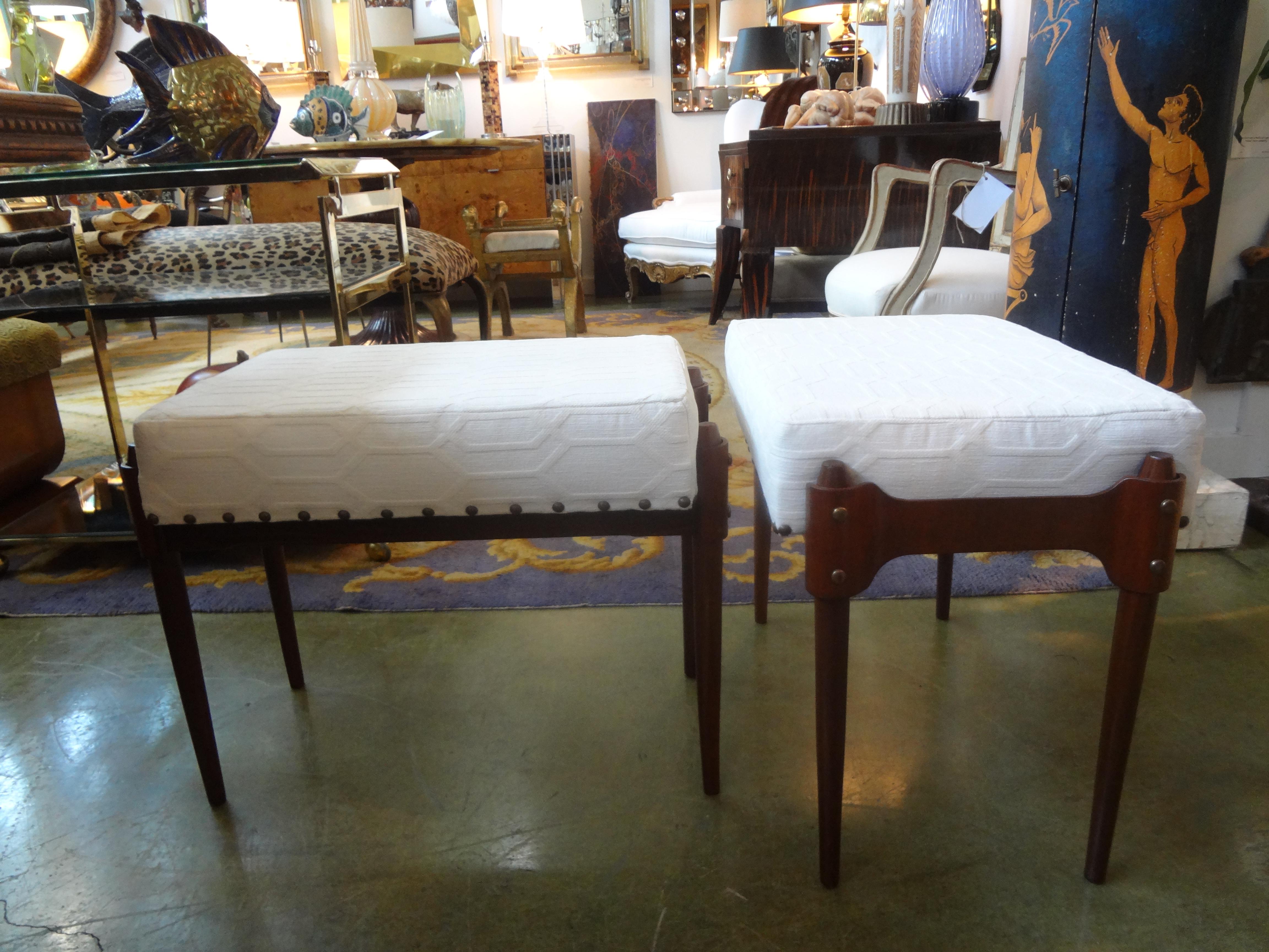 Pair of Italian Gio Ponti Inspired Midcentury Benches or Ottomans 2