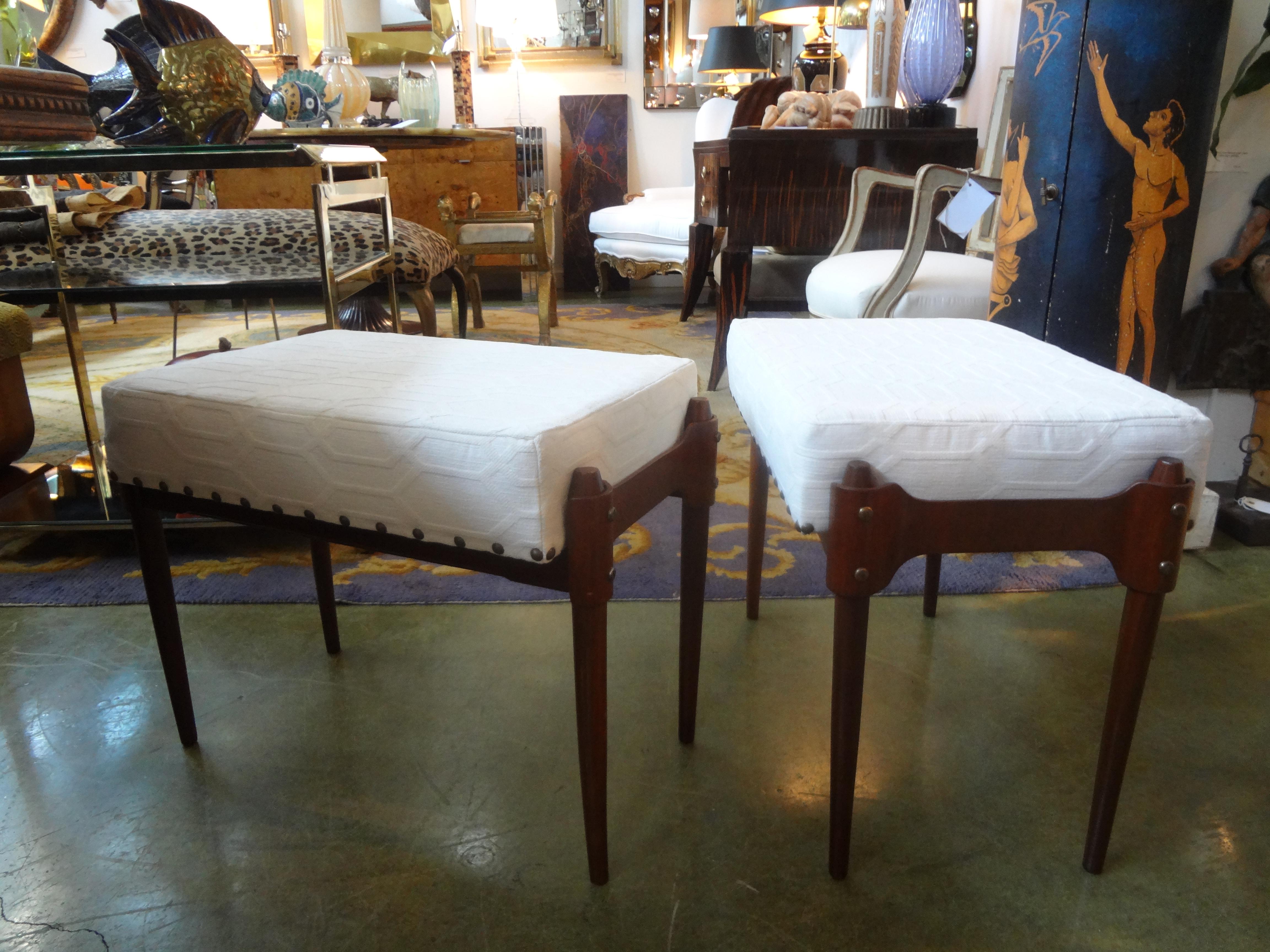Pair of Italian Gio Ponti Inspired Midcentury Benches or Ottomans 4