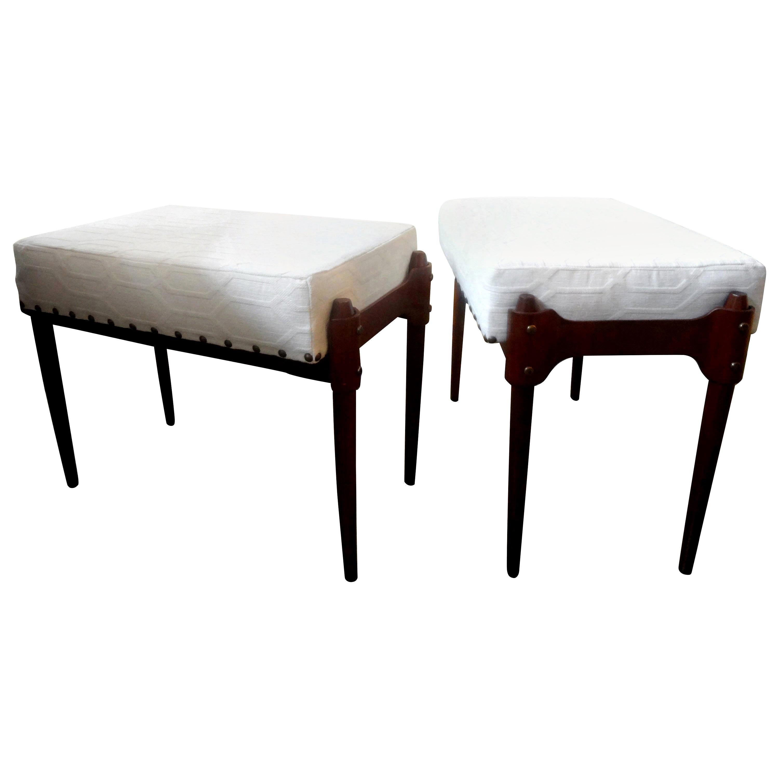 Pair of Italian Gio Ponti Inspired Midcentury Benches or Ottomans
