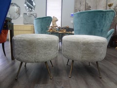 Paire de poufs/ottomans italiens d'inspiration Gio Ponti