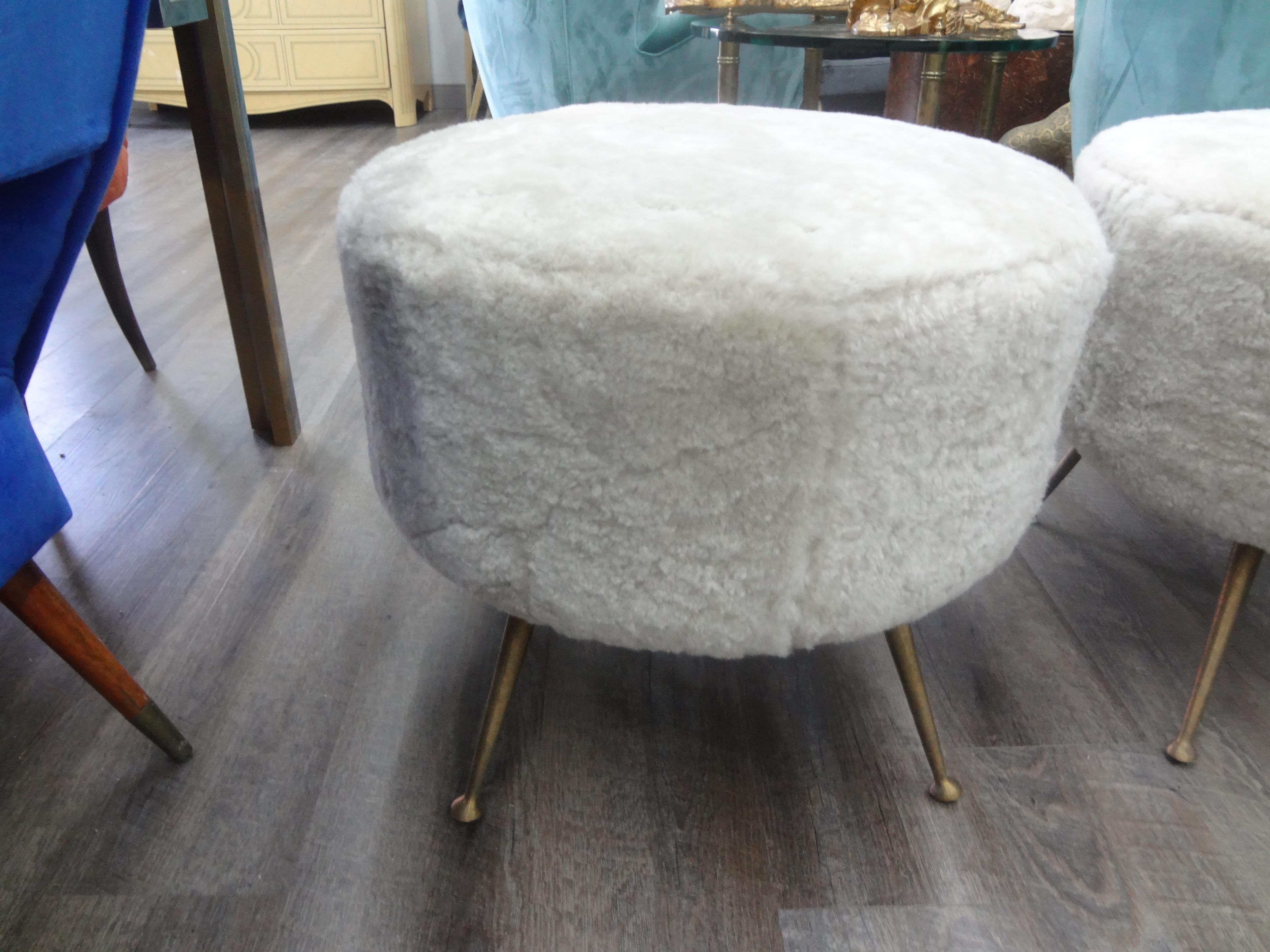 Mid-20th Century Pair of Italian Gio Ponti Inspired Poufs For Sale