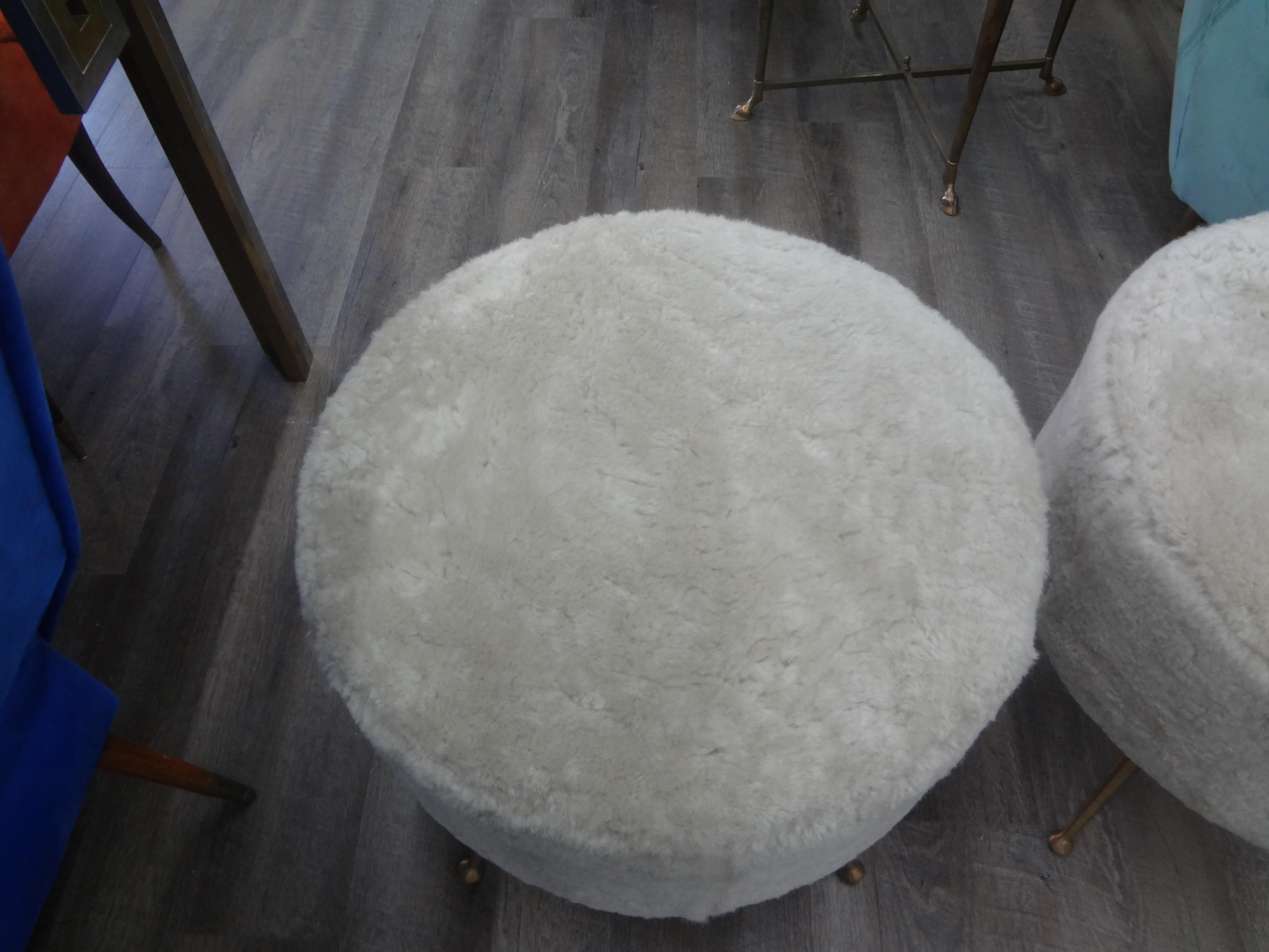 Brass Pair of Italian Gio Ponti Inspired Poufs For Sale
