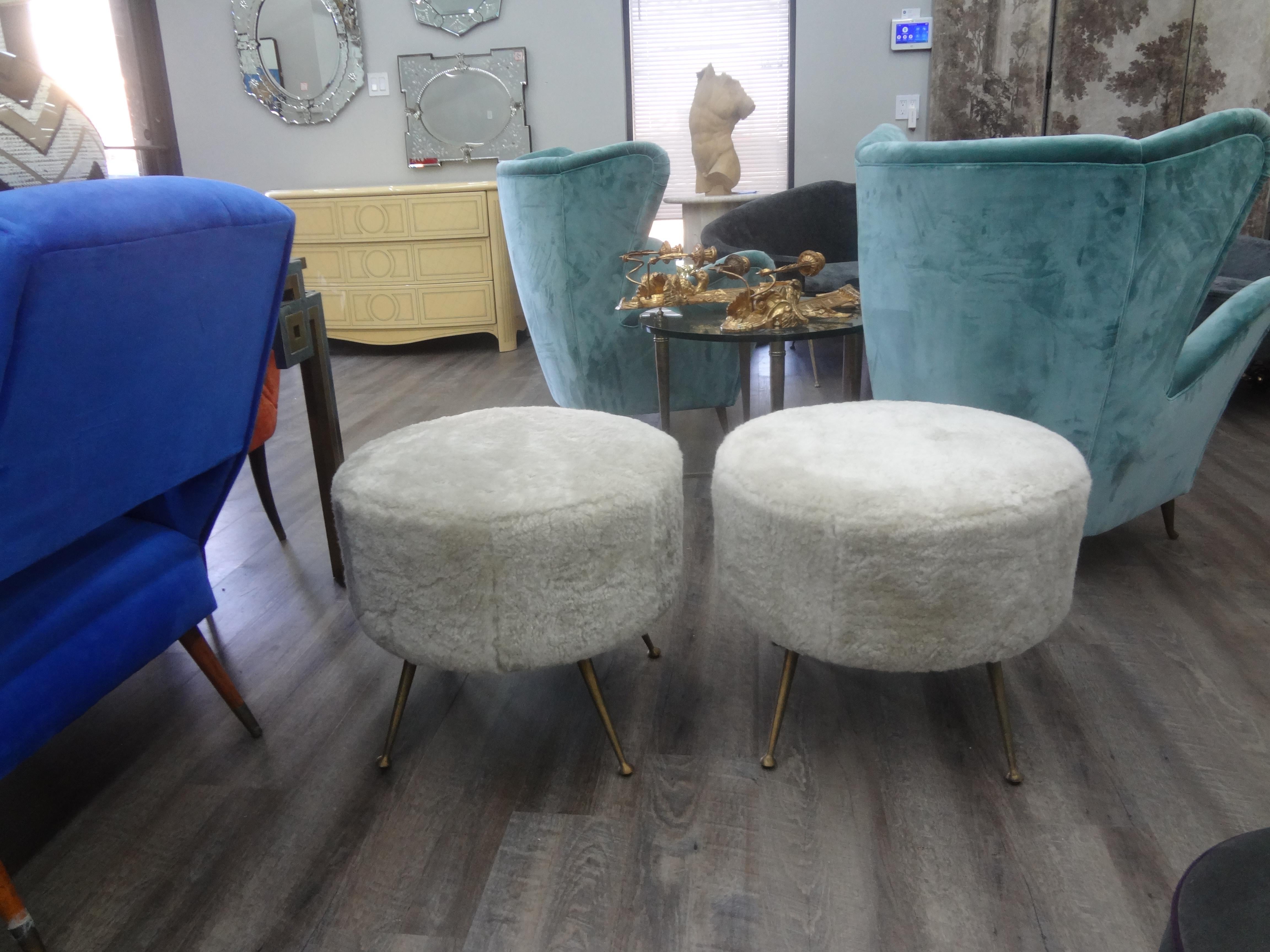 Pair of Italian Gio Ponti Inspired Poufs / Ottomans 1
