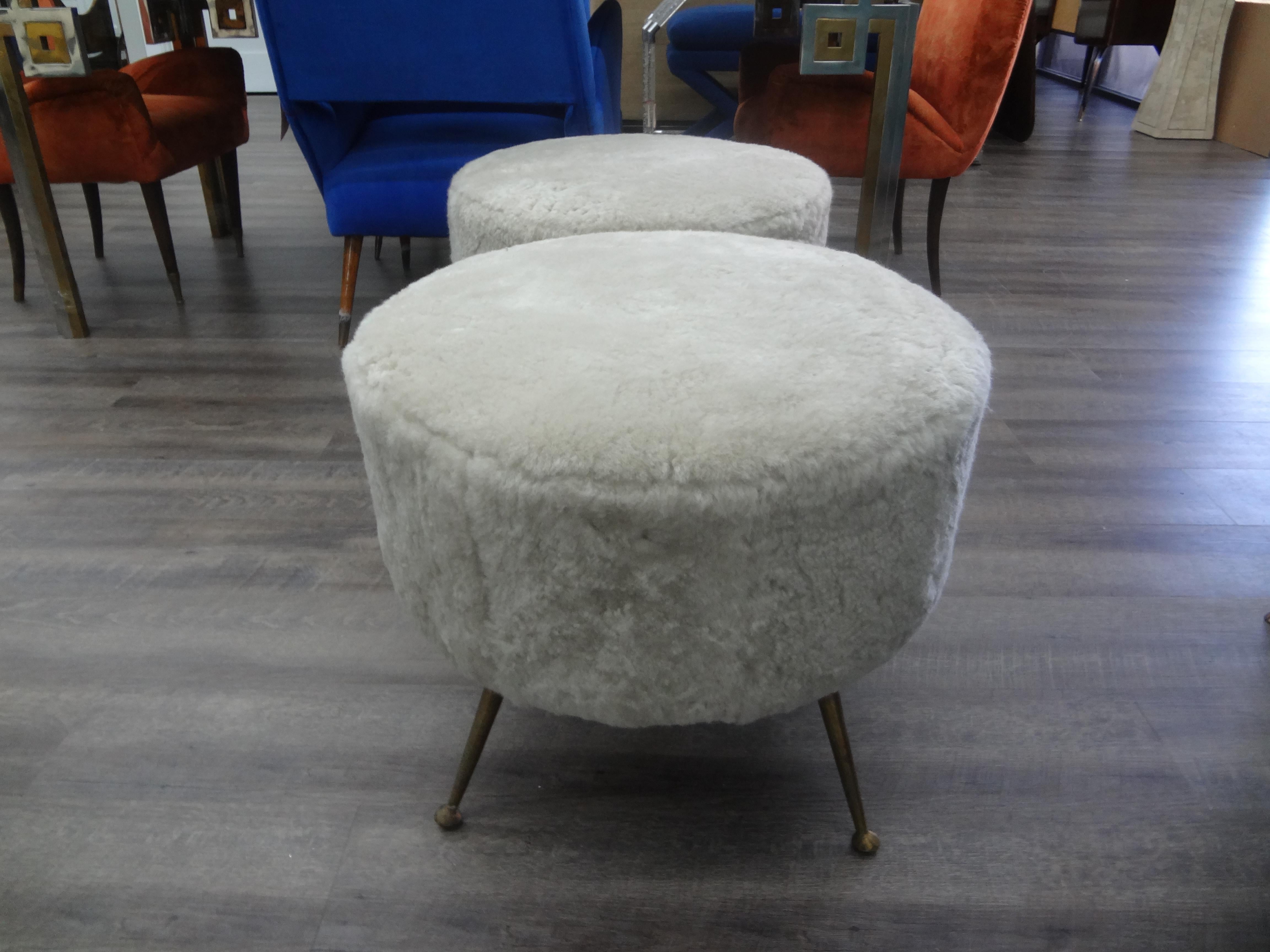 Pair of Italian Gio Ponti Inspired Poufs For Sale 3