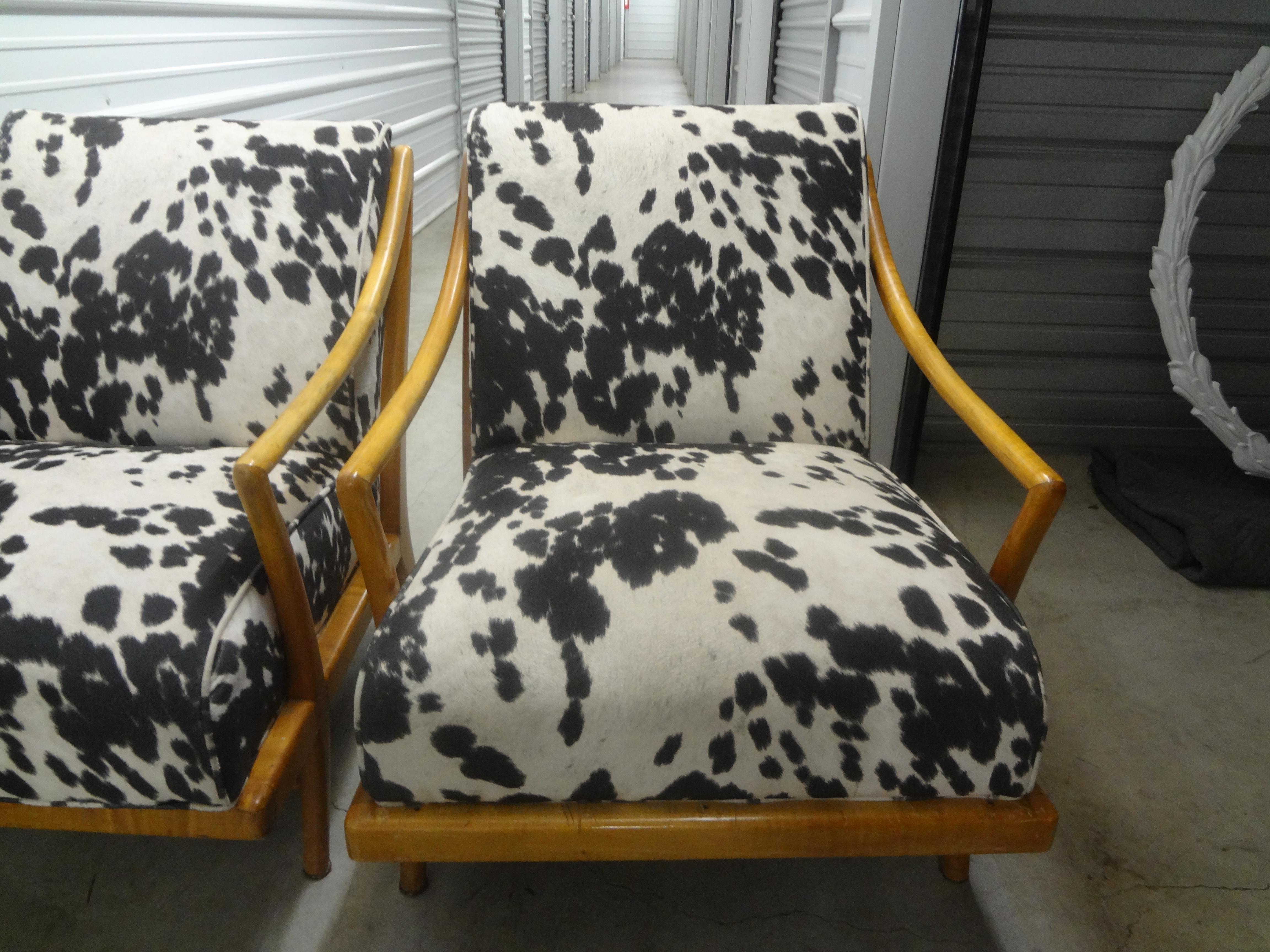 Pair of Italian Gio Ponti Inspired Walnut Lounge Chairs 2