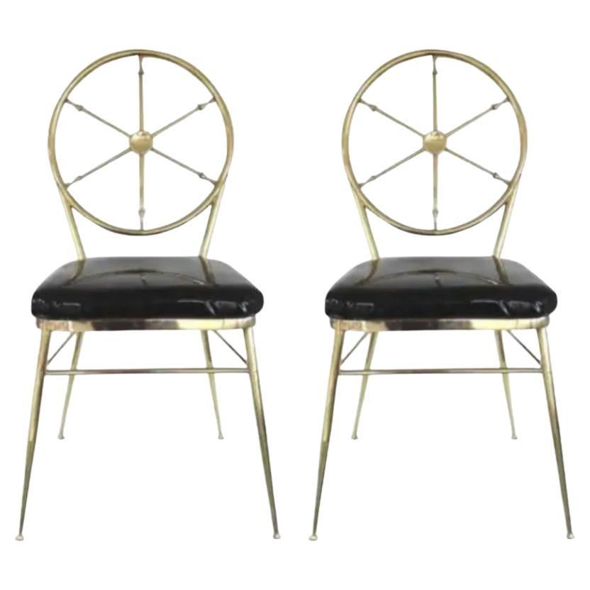 Pair of Italian Gio Ponti Style Compass Back Chairs