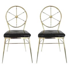 Vintage Pair of Italian Gio Ponti Style Compass Back Chairs