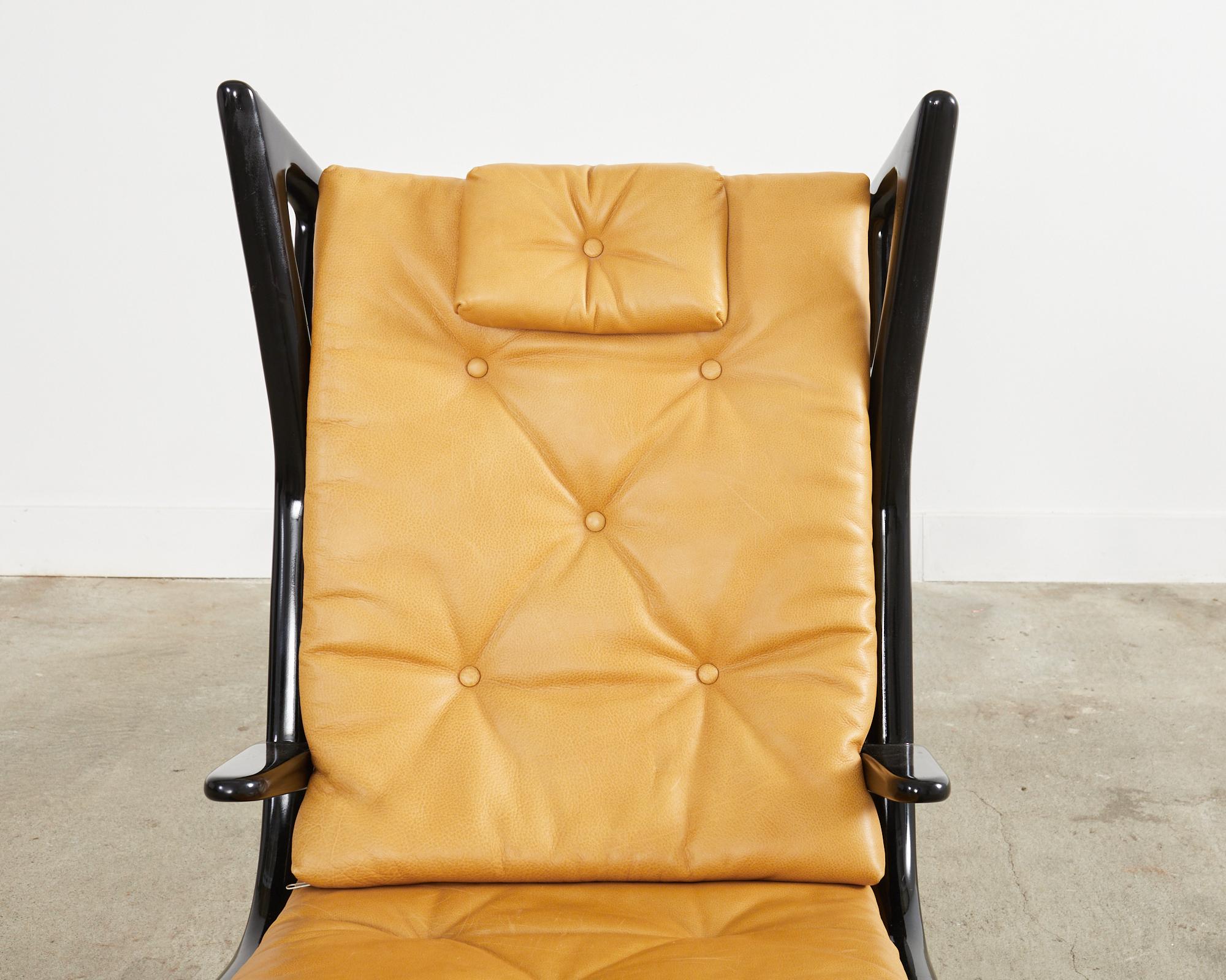 Pair of Italian Gio Ponti Style Ebonized Lounge Chairs For Sale 7