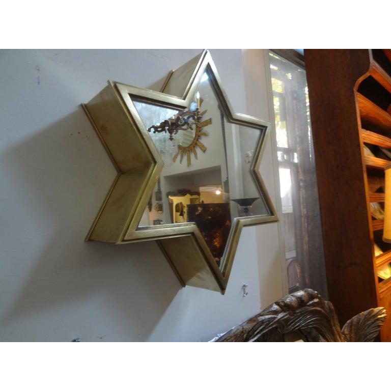 Mid-20th Century Pair of Italian Brass Star Shaped Mirrors For Sale