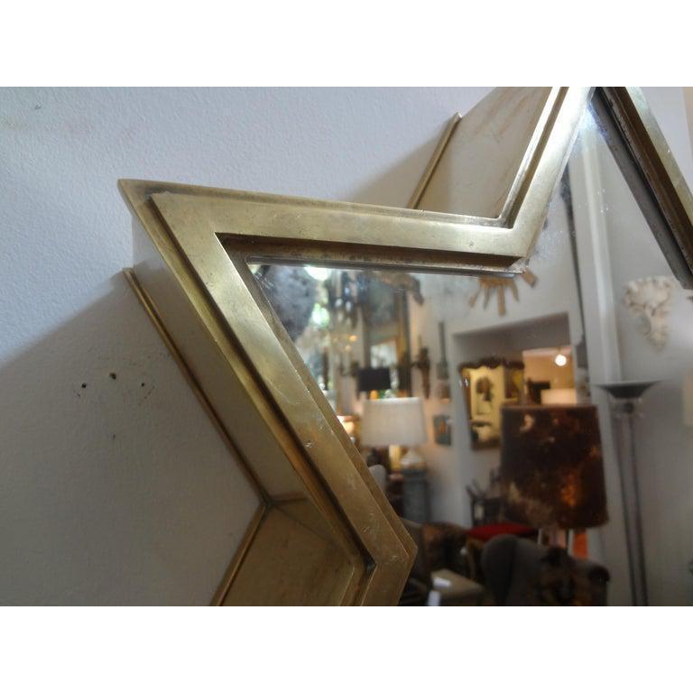 Pair of Italian Brass Star Shaped Mirrors For Sale 1