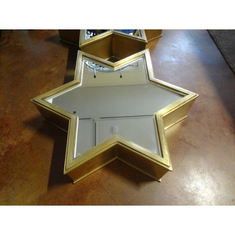 Pair of Italian Brass Star Shaped Mirrors For Sale 3