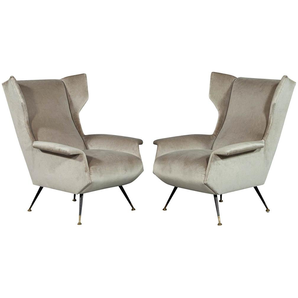 Pair of Italian Gio Ponti Style Mid-Century Modern Parlor Chairs