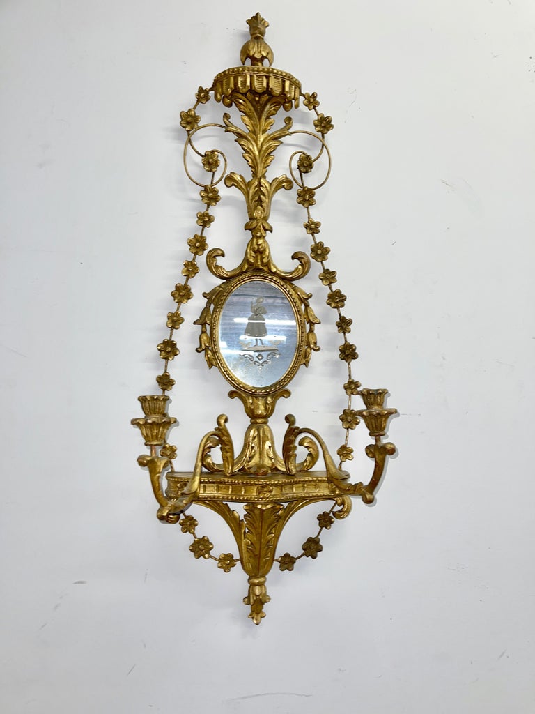 Pair of Italian Girondole Candelabra Mirrors For Sale 4