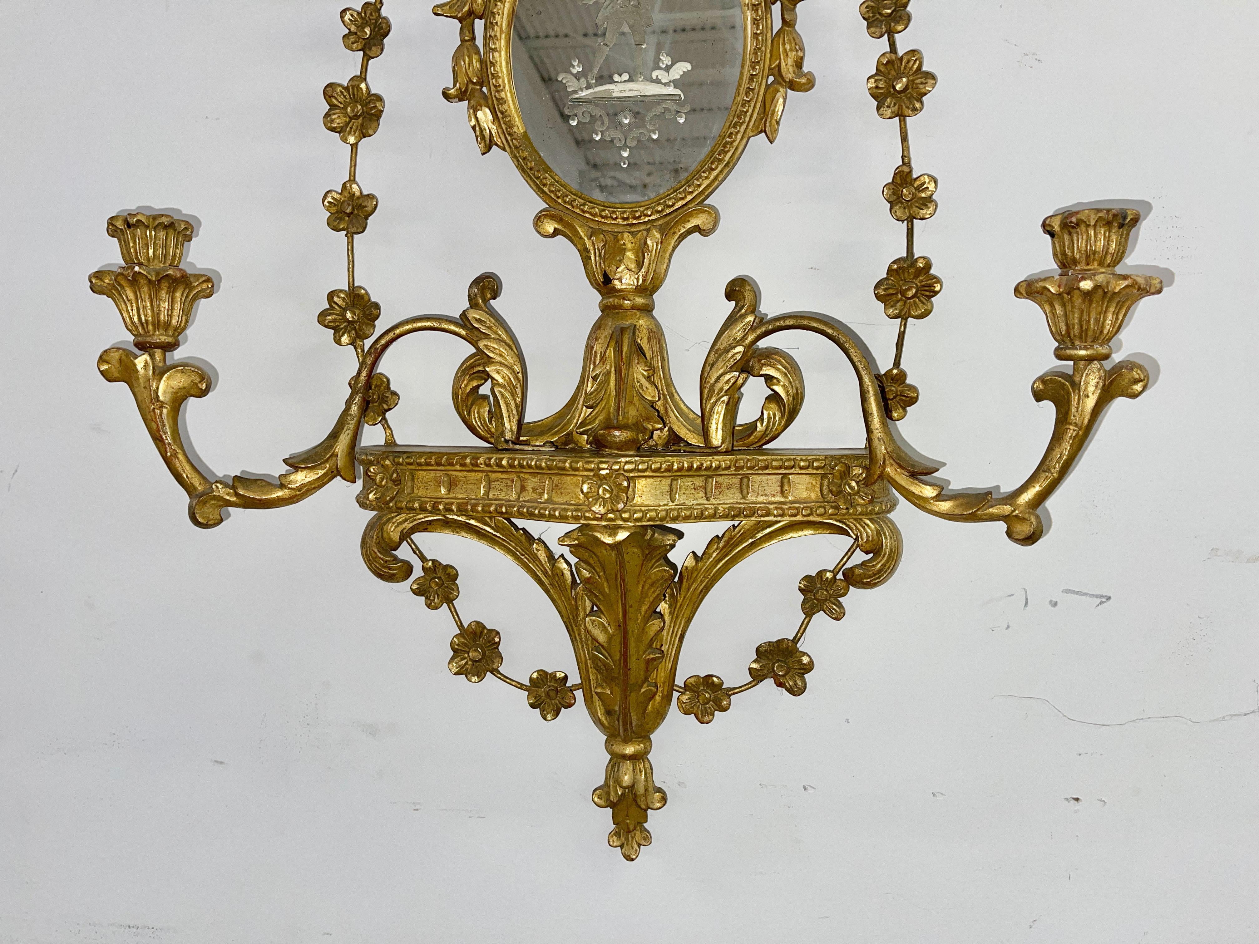 Paar italienische Girondole-Kandelaber-Spiegel (20. Jahrhundert) im Angebot