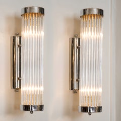 Pair of Italian glass and Nickel Arm Wall Lights IP44 bathroom rated