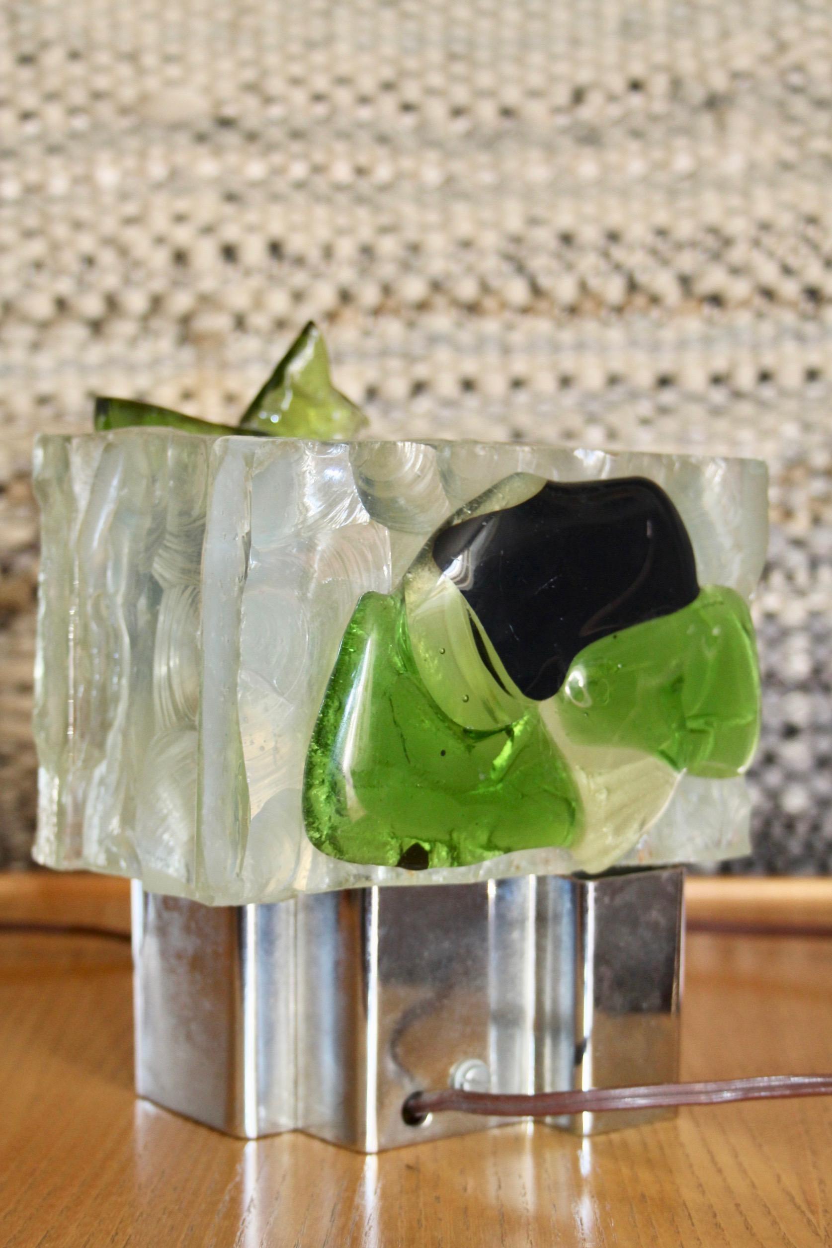 Pair of Italian glass and metal table lamp For Sale 7