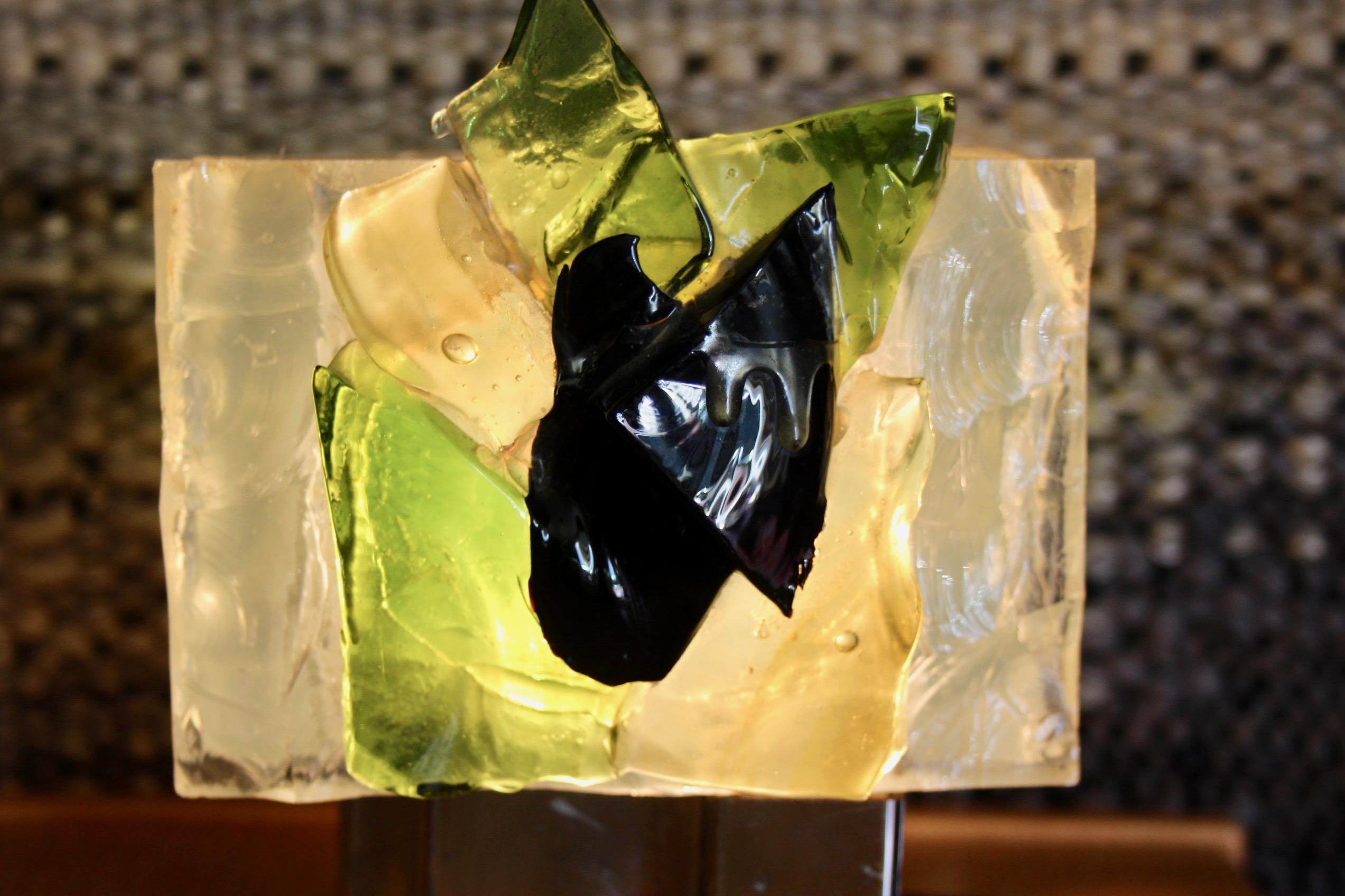 Pair of Italian glass and metal table lamp For Sale 8