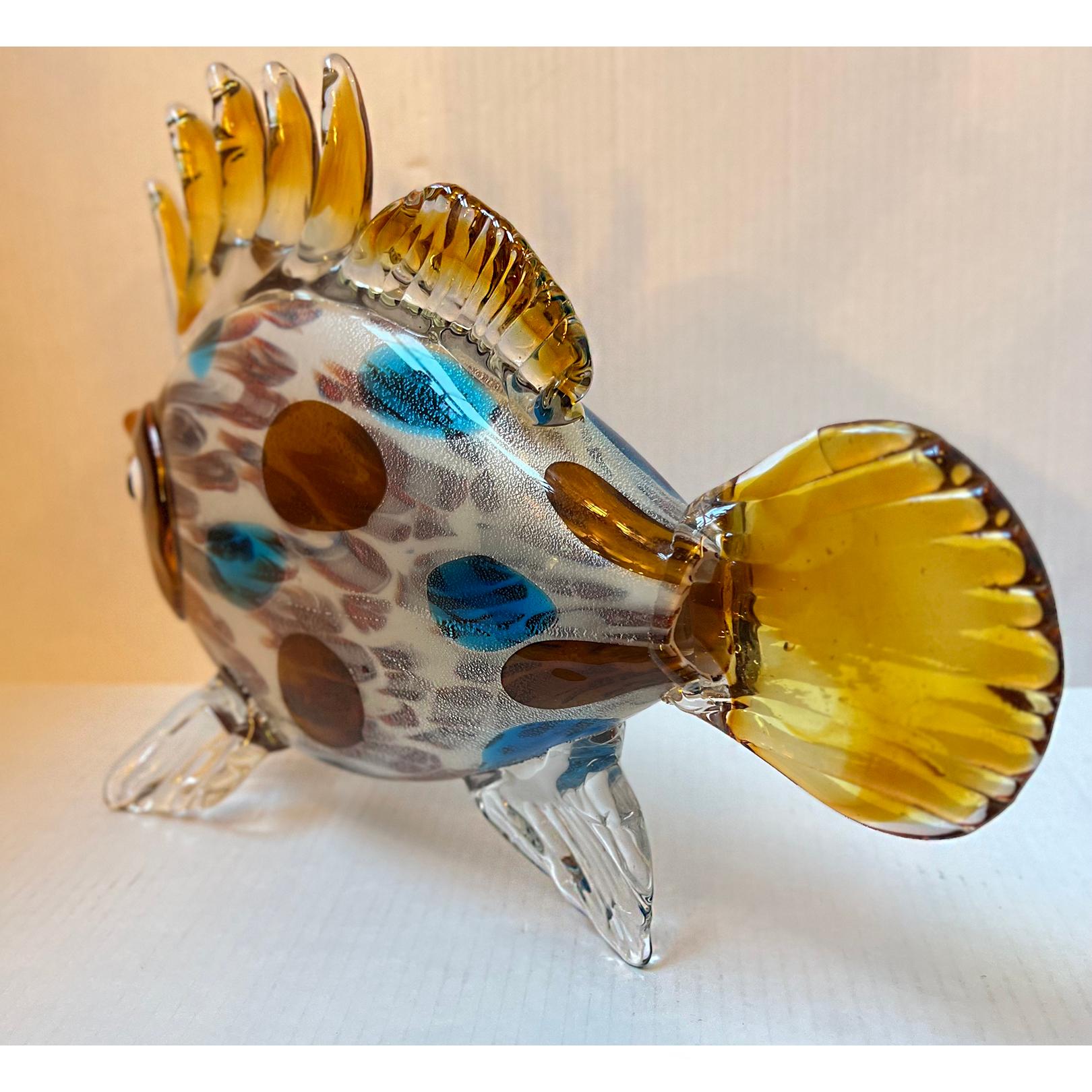 Mid-20th Century Pair of Italian Glass Fish For Sale