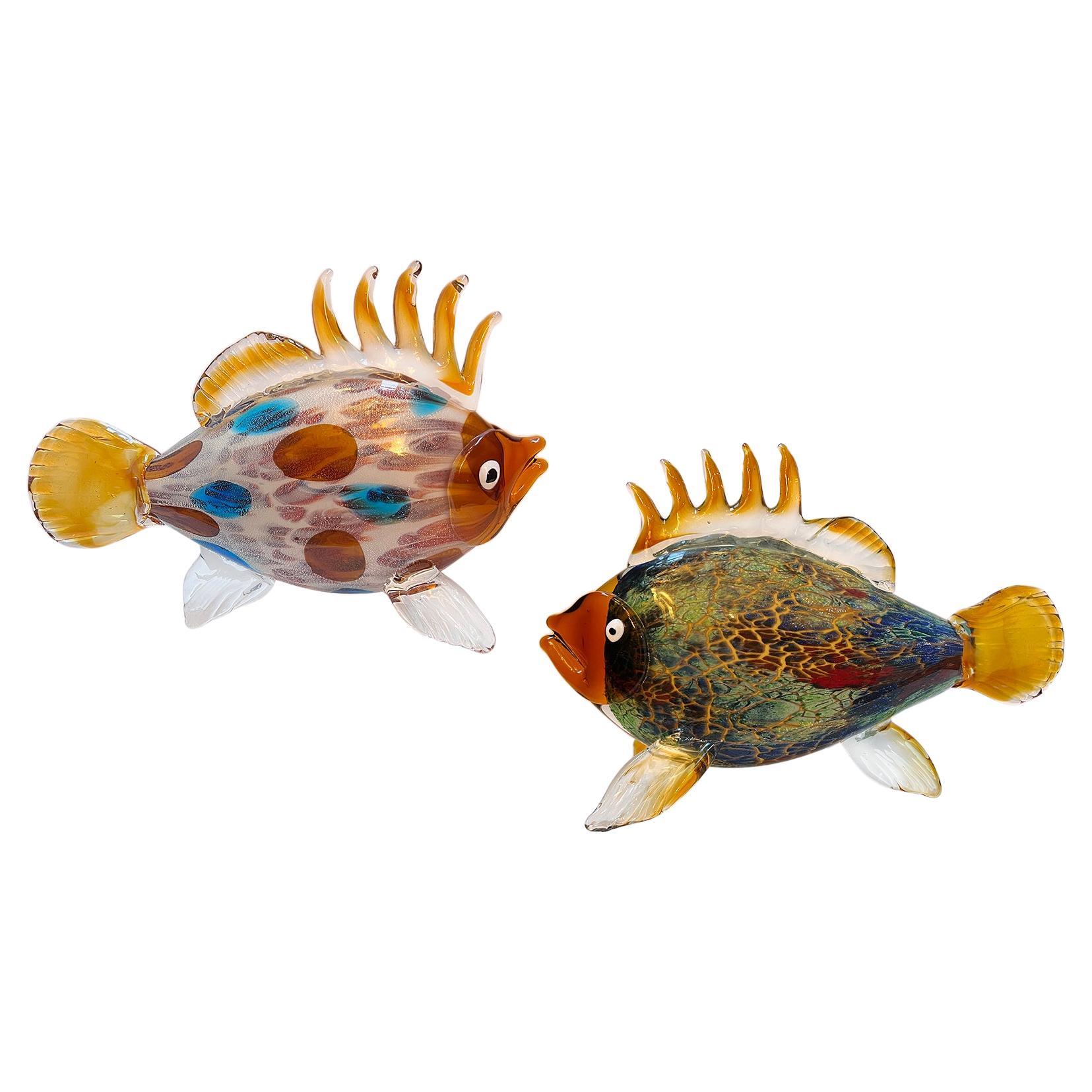 Pair of Italian Glass Fish For Sale