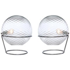 Pair of Italian Glass Globe Lamps