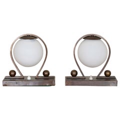 Pair of Italian Glass Globe Table Lamps