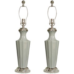 Pair of Italian Glass Gray Vases as Table Lamps