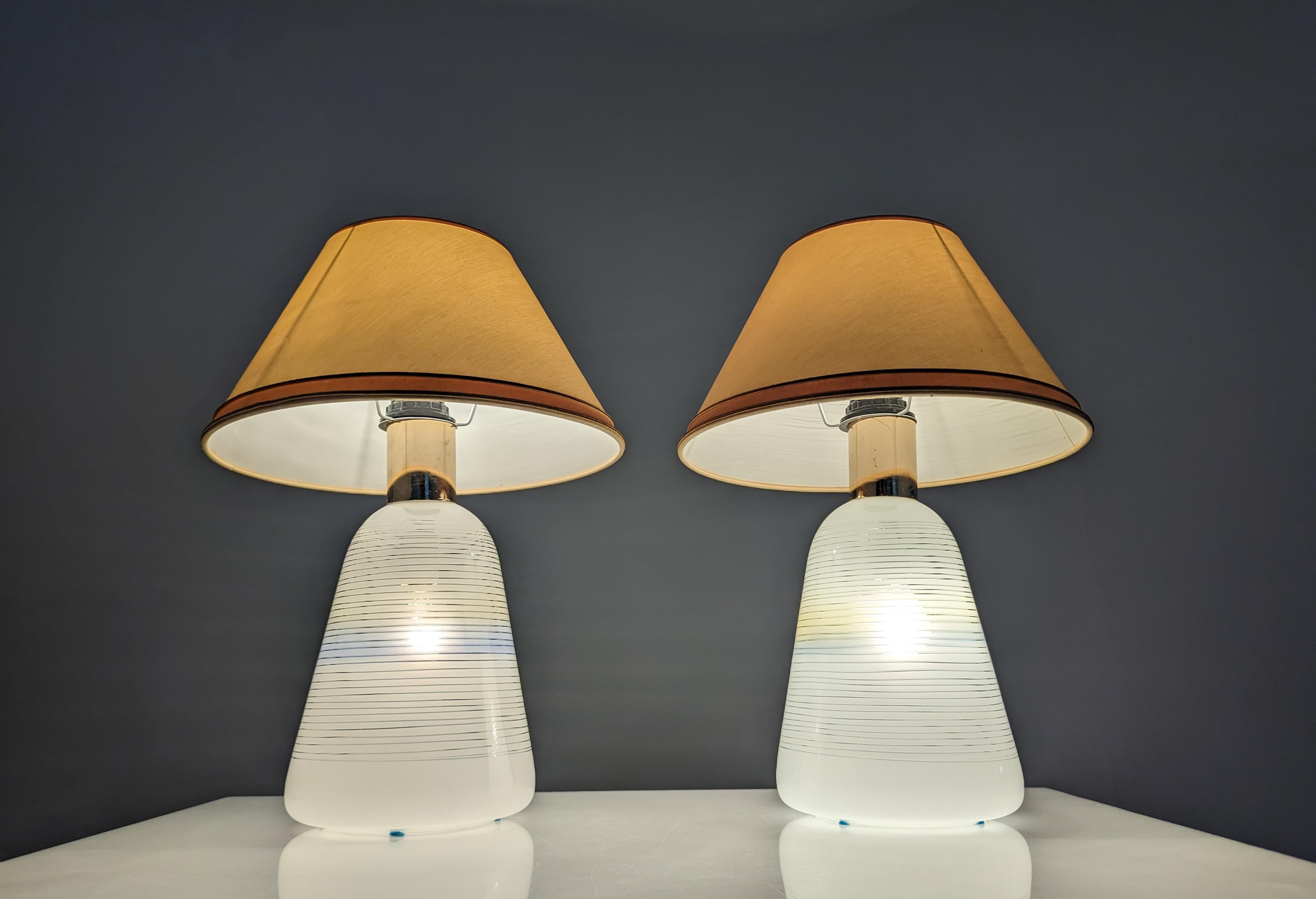Pair of Italian glass lamps 1970s In Good Condition For Sale In Benalmadena, ES