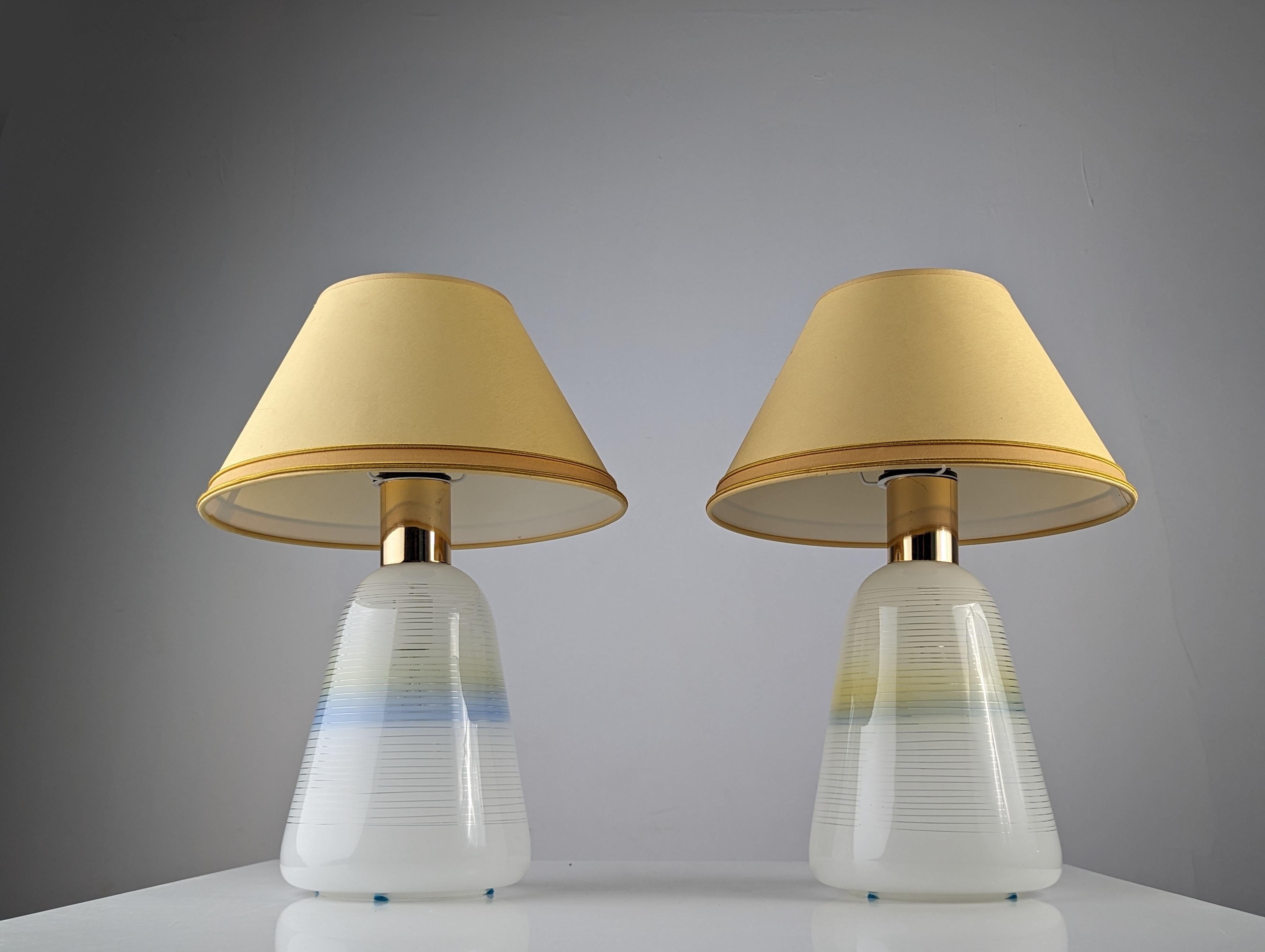 Late 20th Century Pair of Italian glass lamps 1970s For Sale