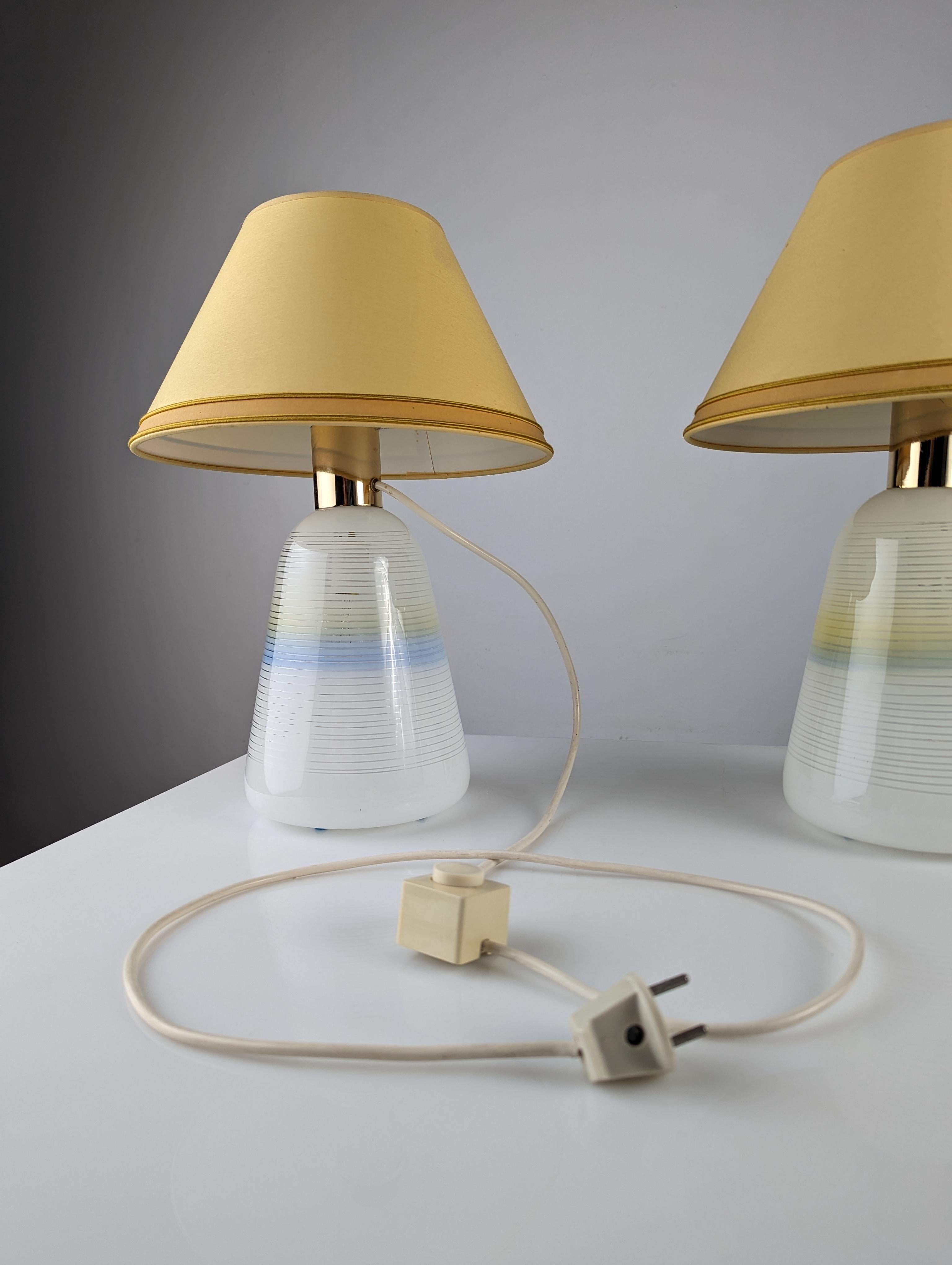 Paar italienische Glaslampen 1970er Jahre im Angebot 2