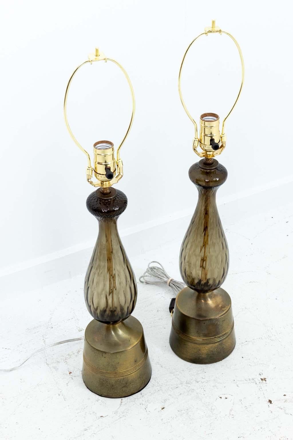 Pair Of Italian Glass Lamps For Sale 1