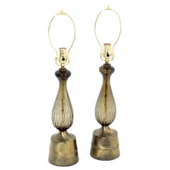 Pareja De Lámparas De Cristal Italianas